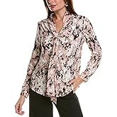 Anne Klein Women's Ity Mixed Media Ls Top W Printed