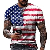 Men's Short Sleeve Patriotic American Design with Eagle and Flag Premium T-Shirt
