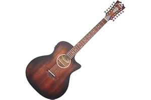 D'Angelico Electro Acoustic 12 String Solid-Body Electric Guitar, Right, Aged Mahogany (DAPLSG212AGDCP)