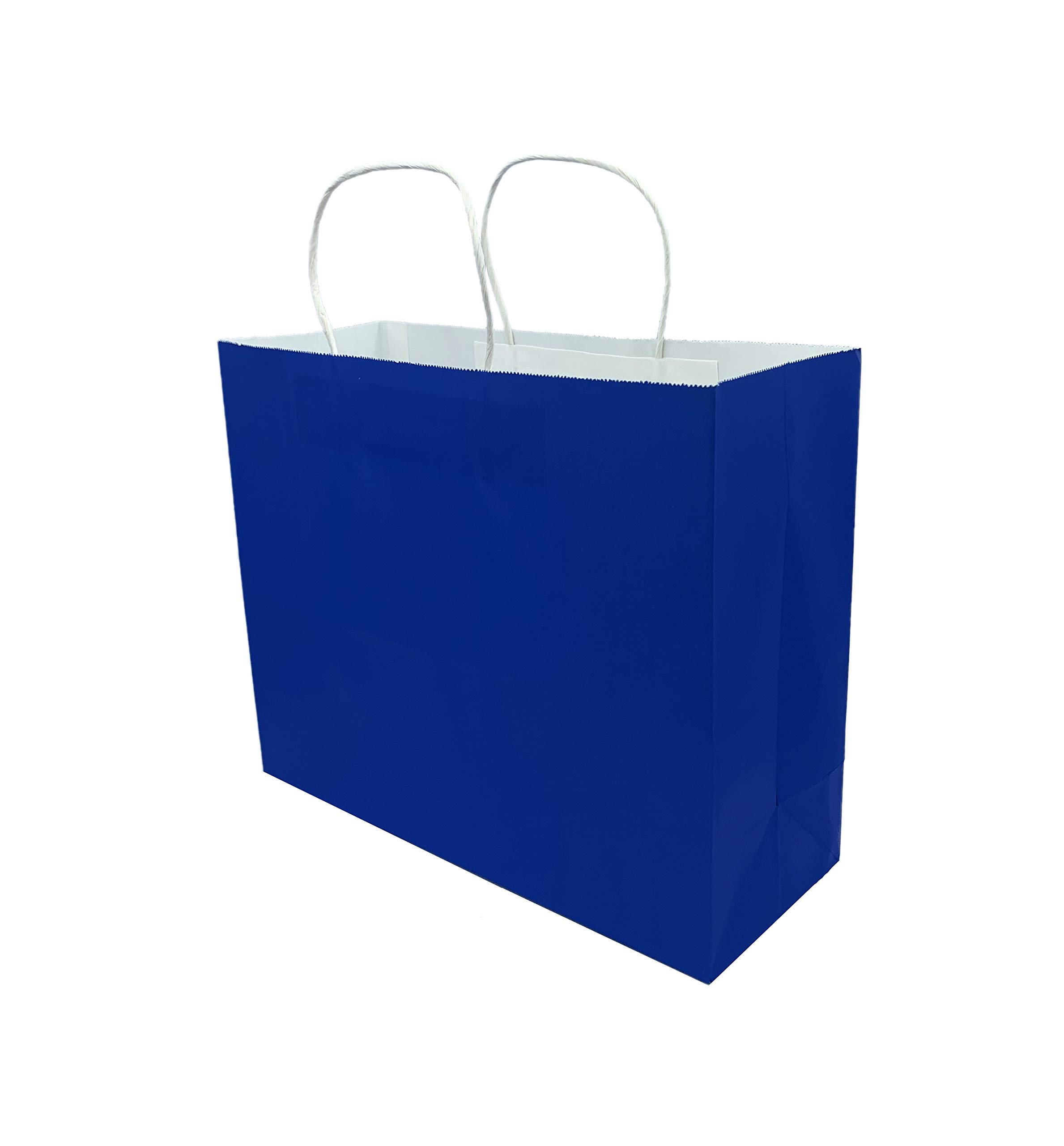 Pack of 6 Horizontal Paper Gift Bags Plain Colour 32 x 25 x 11 cm (Royal Blue)