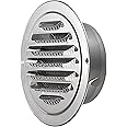 OGANAZI 1 Pack 4 Inch Stainless Steel Air Vents Round Sliver Soffit Vent Cover Air Vent Flat Ducting Air Outlet with Built-in Fine Mesh for Kitchen, Bathroom, Garage, Office and Warehouse Ventilation