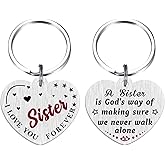 Mataly Sister Christmas Gifts - I Love My Sister Keychain - Sisters Birthday Gifts, A Sisters is God's Way of Making Sure We Never Walk Alone