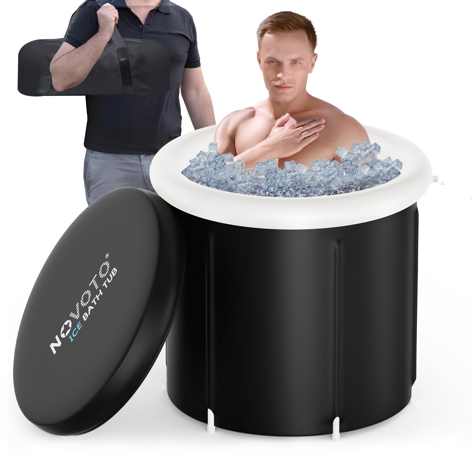 Novoto Ice Bath Tub with Cover, 100 Gallons Cold