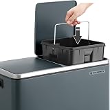 SONGMICS Dual Rubbish Bin 2-Compartment 24 L Greenish Grey with Lids Pedals view 4