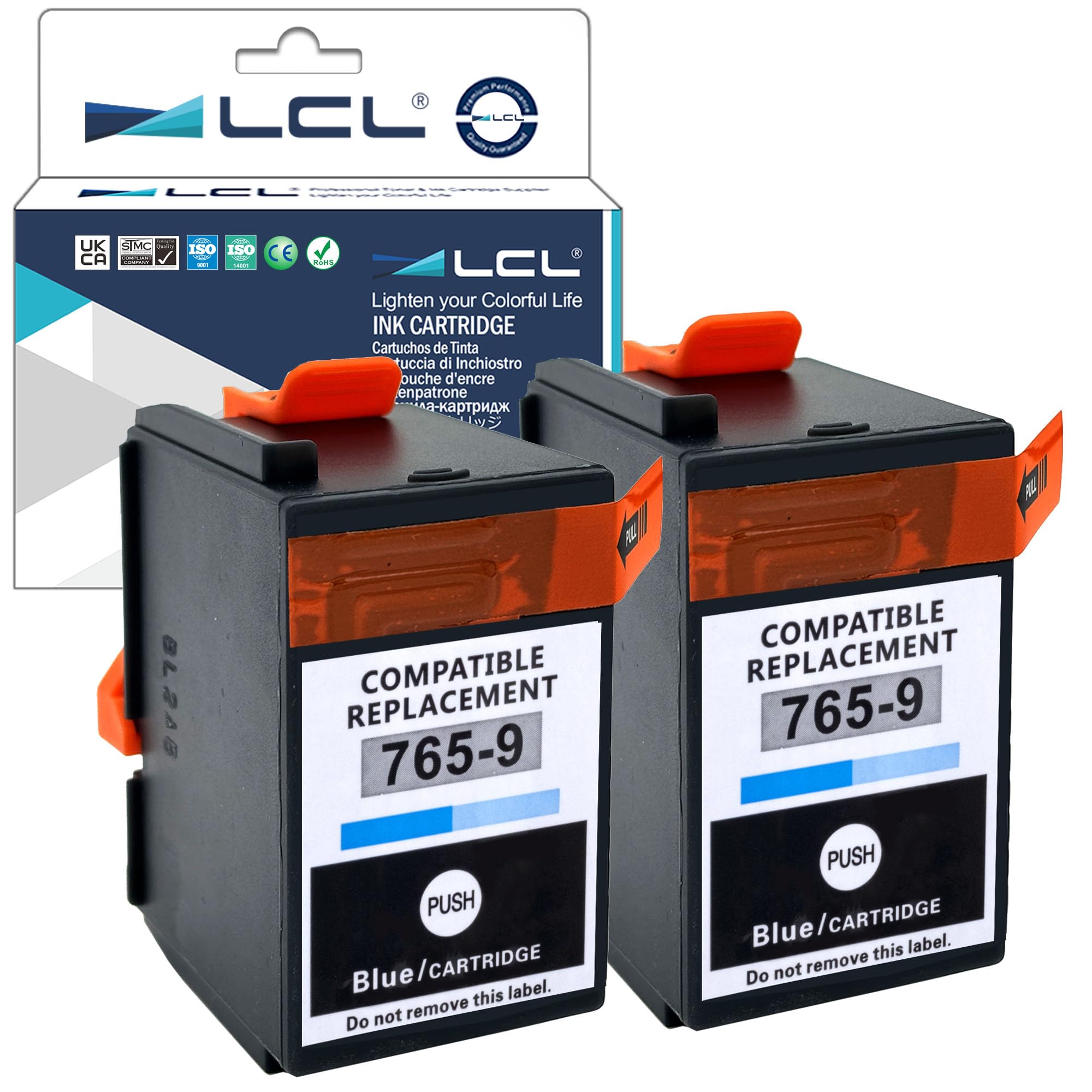 LCL Compatible Ink Cartridge 765-9 (2 blue) Replacement for Pitney Bowes 4C00 5C00 6C00 DM300C DM400C DM425C-ML DM425C-MM DM450C DM475C 3C00