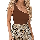 Allchic Womens Sexy One Shoulder Long Sleeve Bodysuit Tops Scoop Neck Jumpsuits