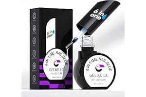 Gelike EC Gel Nail Glue for Beginners: 6 in 1 Strong Adhesive UV Nail Glue Press On Natural Acrylic Nail Tips for Salon Manicurist DIY Hema-Free Vegan 9 Toxics-Free Quick Dry Soak Off Low-Odor