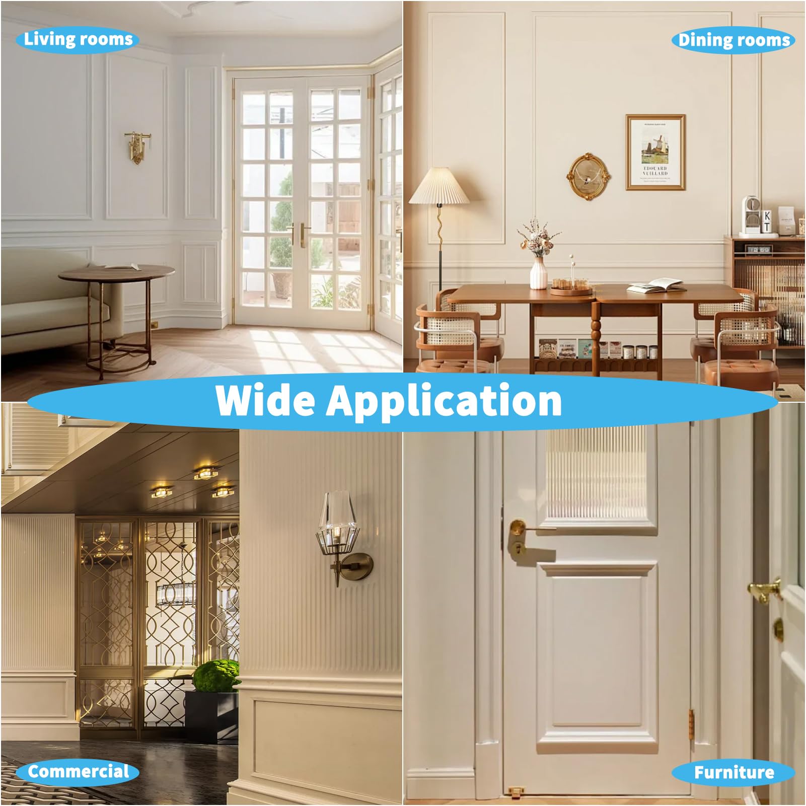Art3d Pre-Cut Wall Molding Set Of 3 Pcs, Ready-to-Assemble Wainscoting ...