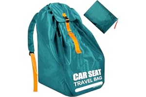 IMBSINVNCY Car Seat Travel Bag for Airplane, Large Car Seat Bags for Air Travel with Padded Straps, Gate Check Storage Bag/Backpack for Car Seat Airport, Carseat Cover Travel - Baby Travel Essentials for Flying