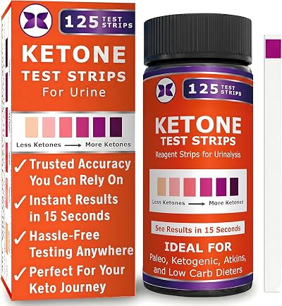 Just Fitter Ketone Urine Test Strips 125 Count for Ketosis Monitoring
