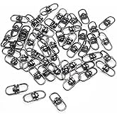 50pcs Swivel Connectors Clasps Double Ended Eye Hooks Lanyards Key Ring for Jewelry Keychain DIY Crafts Making Accessories (Gun Black)