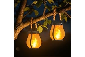 Hompavo Gen2 Solar Lanterns Outdoor, Christmas Gifts for Women, Dual Charging (USB/Solar) & 2 Modes - Waterproof Decorative Hanging/Table Lights for Yard Patio Garden Halloween Christmas Decor, 2