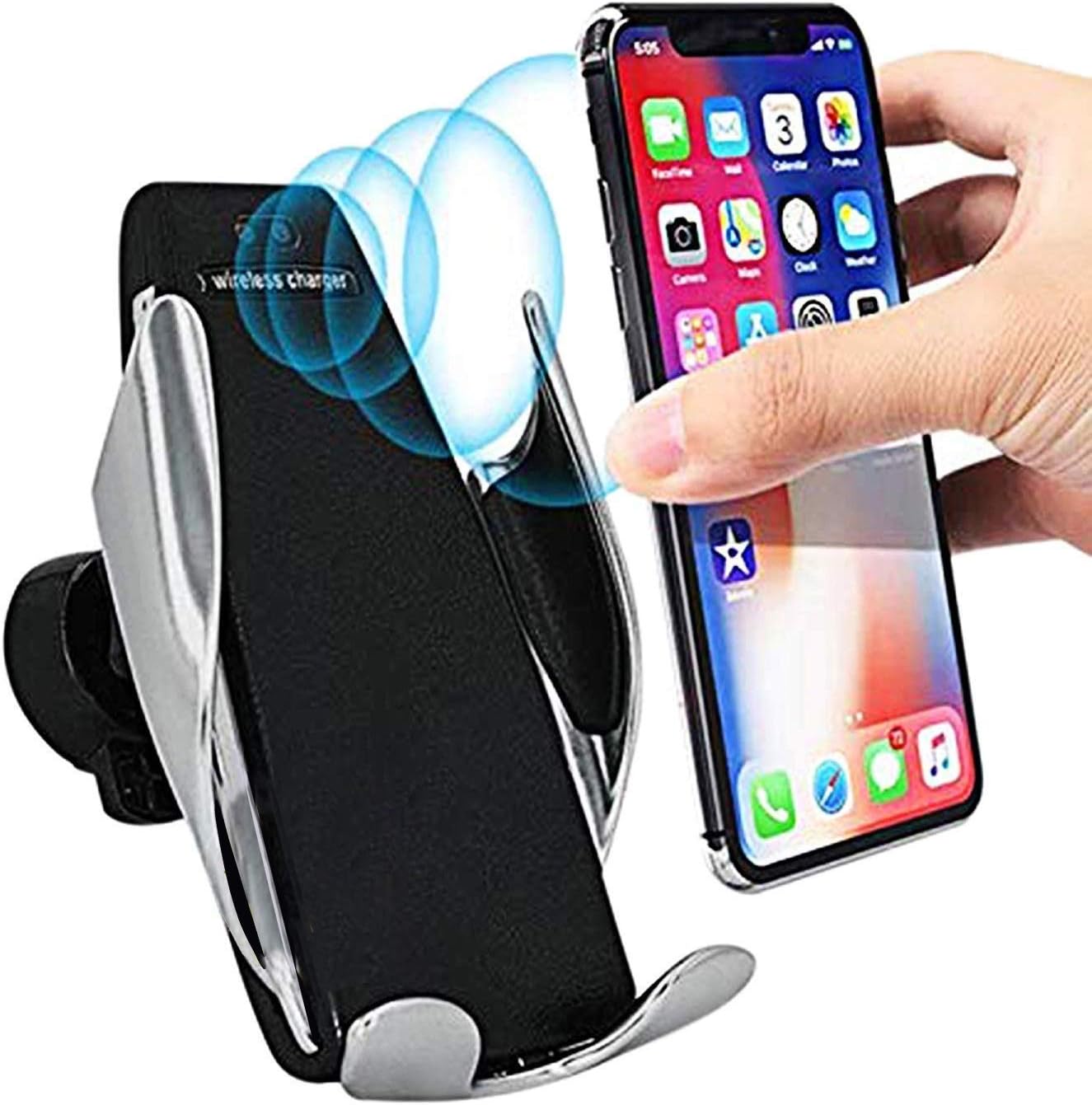 Trajectory Car Mobile Holder, Wireless Car Charger Automatic Clamping Fast Charging Phone Holder Mount in Car for iPhone Xs/XR/X/8 Samsung Galaxy S10/S10+/S9/S9+/S8/S8 Edge, Note 9/8/5