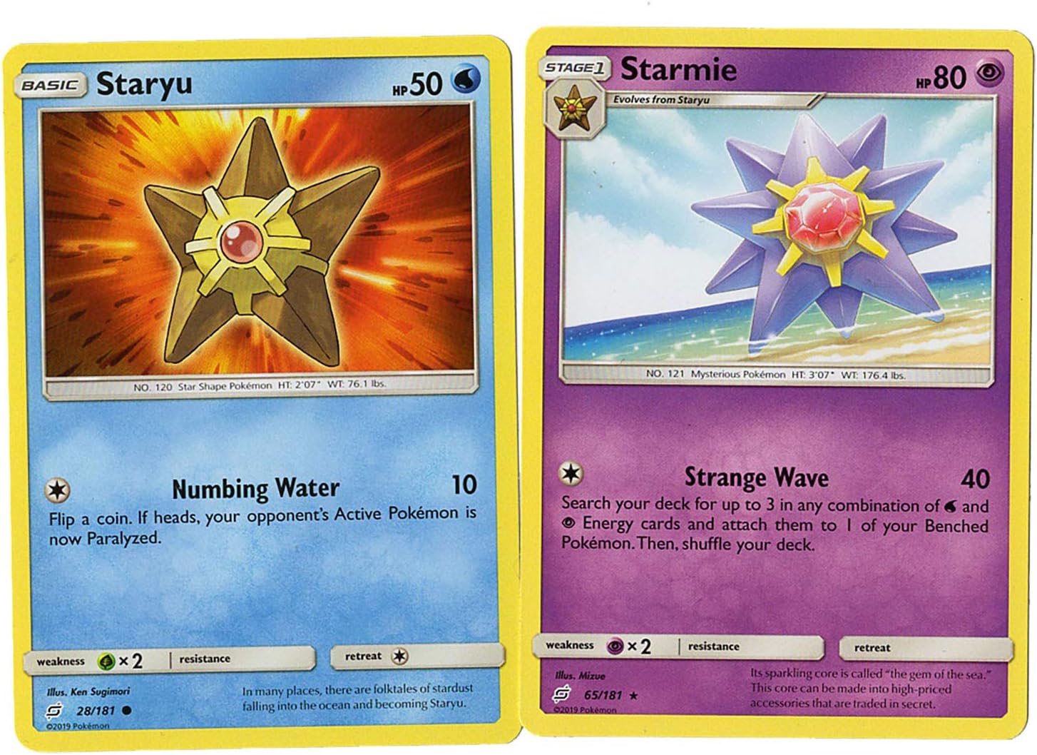 Sun Moon Team Up Evolution Set Starmie 65 181 Staryu 28 181 Rare Card Lot Toys Games Amazon Canada