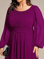 Ever-Pretty Women's Round Neck Long Sleeves Pleated