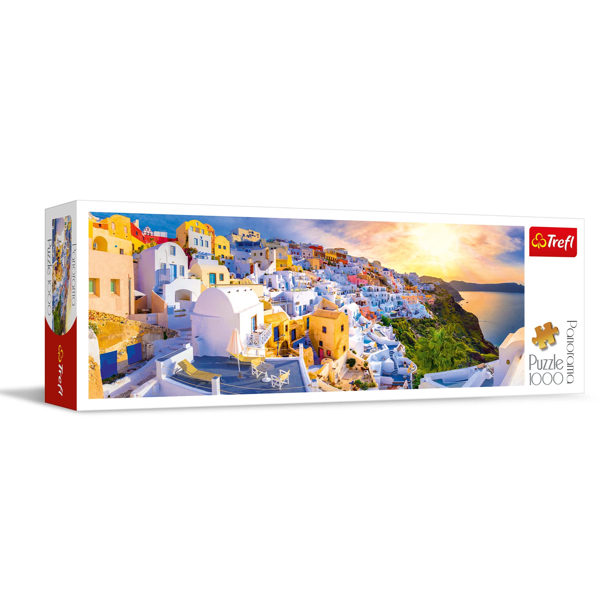 Trefl 29054 Panoramic Puzzle 1000 Elements Travel Holiday Landscape DIY Creative Entertainment Puzzles for Adults and Children from 12 Years Old, Sunset on Santorini, Greece