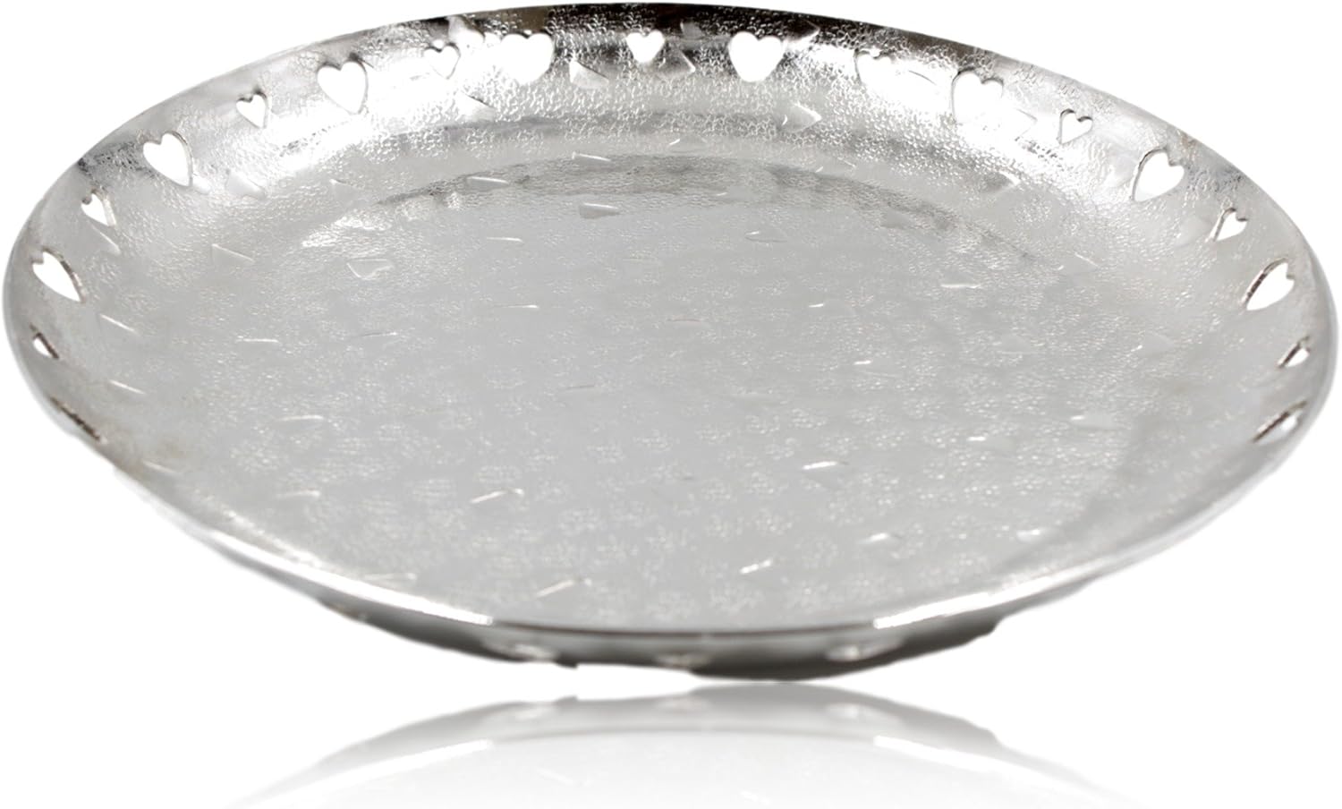 West5Products Silver Aluminium Metal Candle Plate with Heart Design