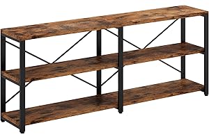 IRONCK Rustic Entryway Console Table, Long Hallway Table 70.8 in 3-Tier, TV Stand Entertainment Center Media Stand for Living Room, Industrial Style, Vintage Brown