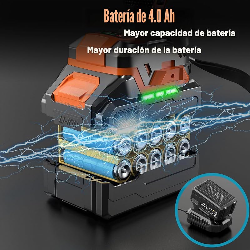 Chave de impacto a bateria de 1000N.m, chave elétrica de impacto sem escovas de 1/2" com bateria de 4,0Ah, buchas Impact 5, chave de impacto sem fios elétrica para casa/carro