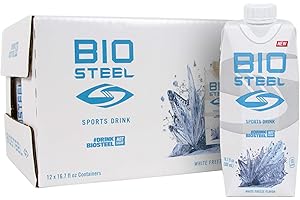 BioSteel Sports Drink, Great Tasting Hydration with 5 Essential Electrolytes, White Freeze Flavor, 16.7 Fluid Ounces, 12-Pack