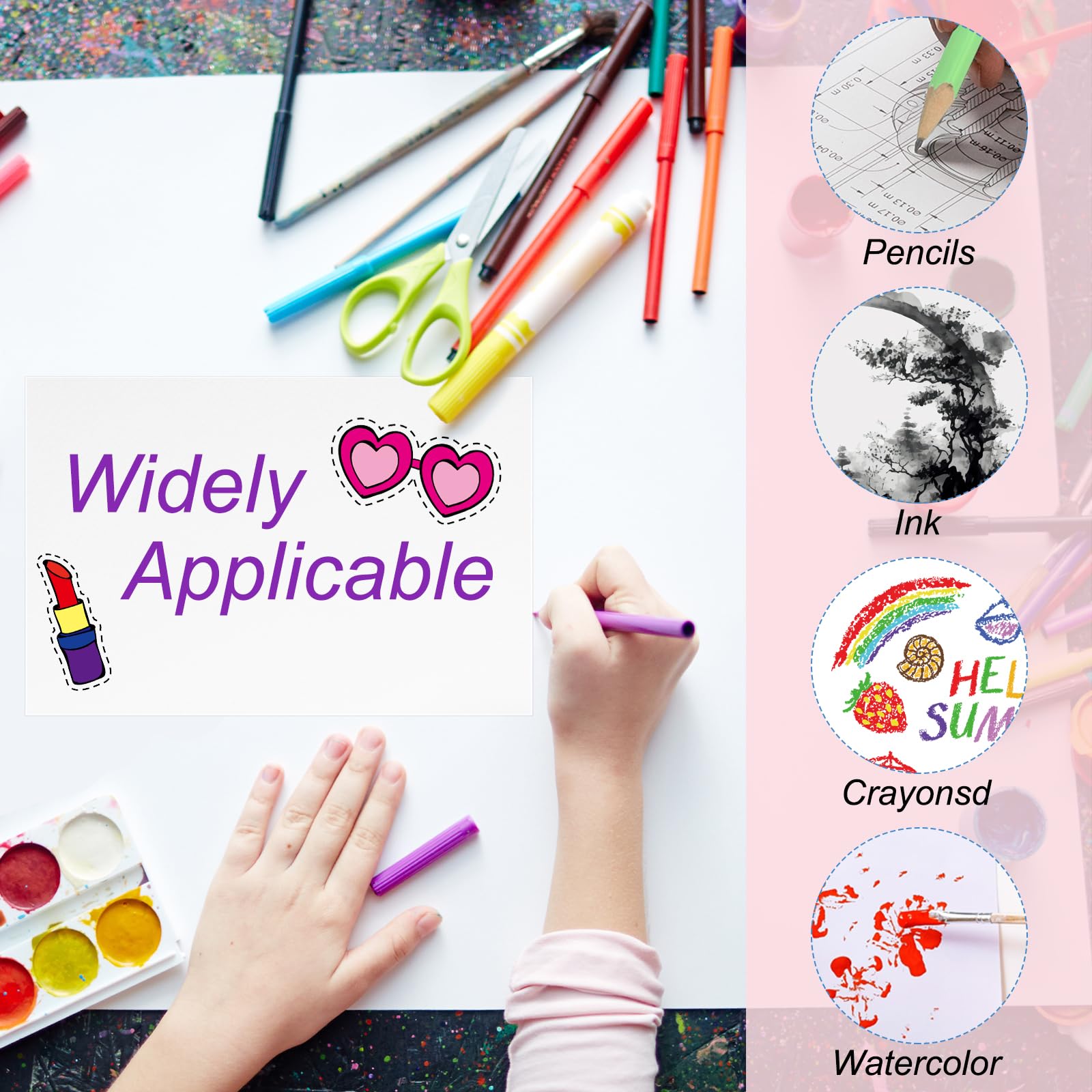 PATIKIL 50 Sets Pure Cotton Watercolor Cards 140lb/300 GSM Postcards with Envelopes for Art Painting Creative Thank Notes, 4x6 Inch