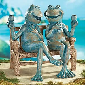 Amazon.com : Frogs Garden Statue Couple Bench Patio Decor Ornament Yard