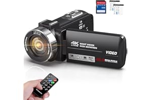 DINGETU Camcorder Video Camera 4K Ultra 48MP with IR Night Vision,18X Digital Zoom Camcorder Recorder 3" 270° Rotation Touch screen Vlogging Camera for YouTube with Remote Control,2 Batteries,32GB SD Card