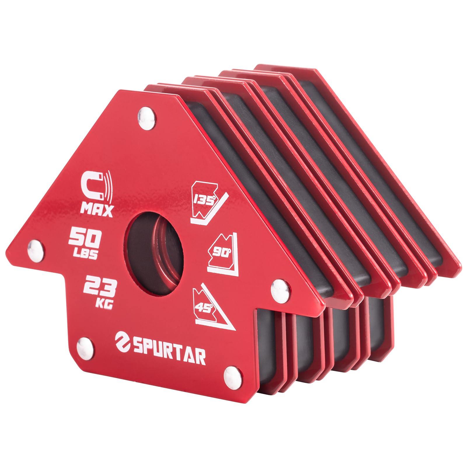 Spurtar 4pcs 23kg/50lb Welding Magnets, Strong Magnetic Holder Magnet Set, Metal Working Tool, Welding Accessories for Workshop, Holders 45 90 135 Degree