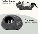 MEOWFIA Cat Cave Premium Felt Bed Merino Wool Dark Grey Large view 4