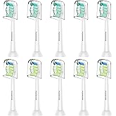 POSWEENR Replacement Toothbrush Heads for Philips Sonicare, 10 Pack White | Click-On Electric Toothbrush Refills Compatible with Philips Sonicare, Plaque Control, Fade Indicators, Protective Cap