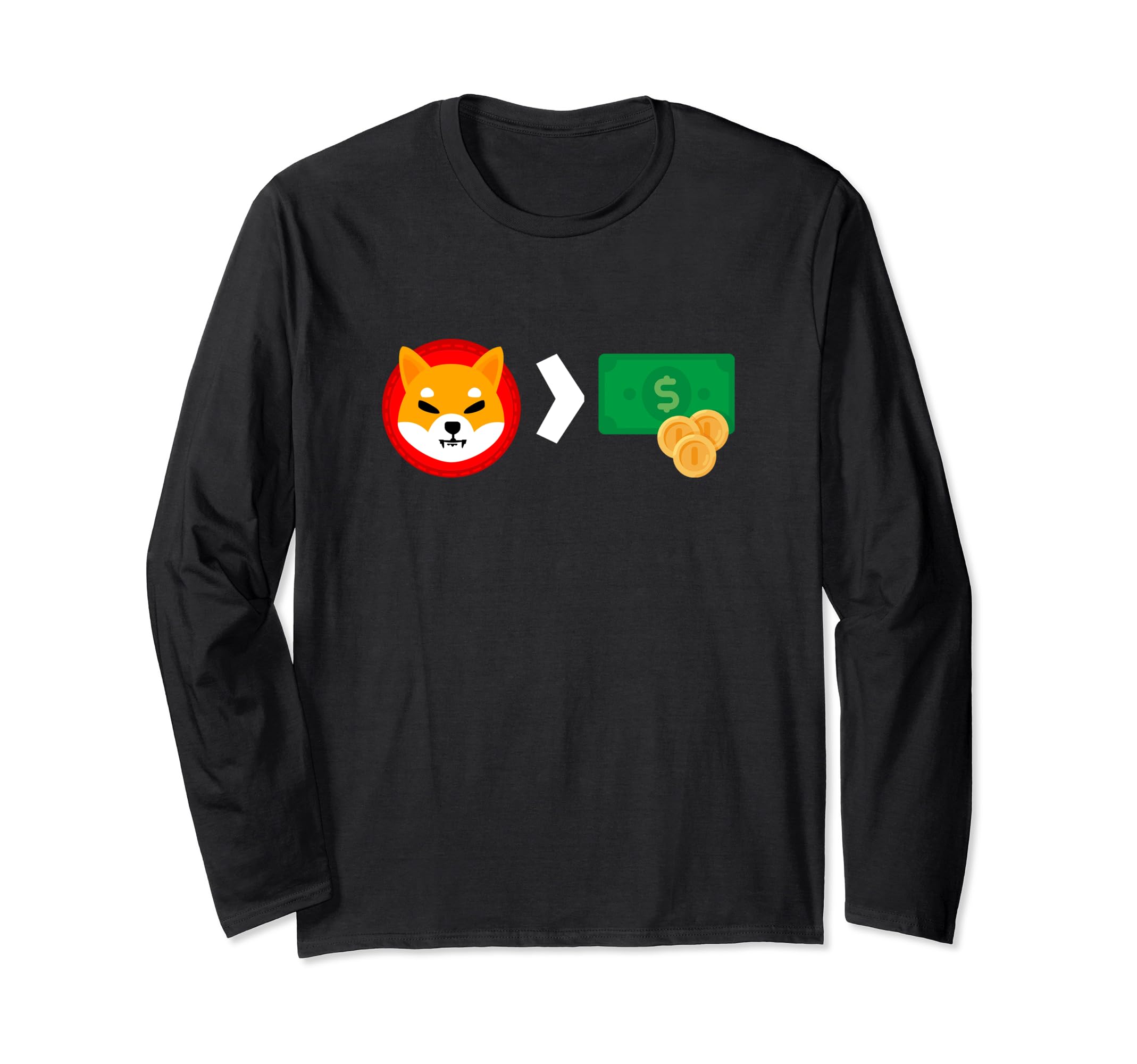 Shiba Inu Coin Vs Dollar Bill Blockchain Cryptocurrency HODL Long Sleeve T-Shirt