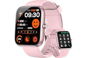 MIKEGO Smart Watch for Men Women, Alexa Built-in Fitness Tracker with Call Function & 1.83" HD Touchscreen, Heart Rate/Sleep Monitor, 100 Sport Modes, IP68 Waterproof, iOS Android Compatible (Pink)