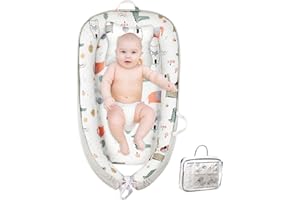 MORABLOOMY Baby Lounger for Newborn 0-24 Months with Removable Pillow | Breathable, Portable & Soft Infant Sleep Mat | CPSC Certified for Home, Travel & Playtime | Easy to Clean Baby Gift Essentials-Animal