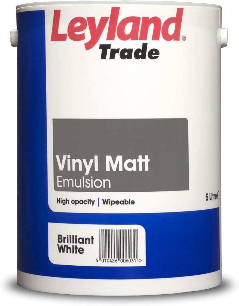 Leyland Trade Vinyl Matt Emulsion Brilliant White Paint 5 Litre Durable High