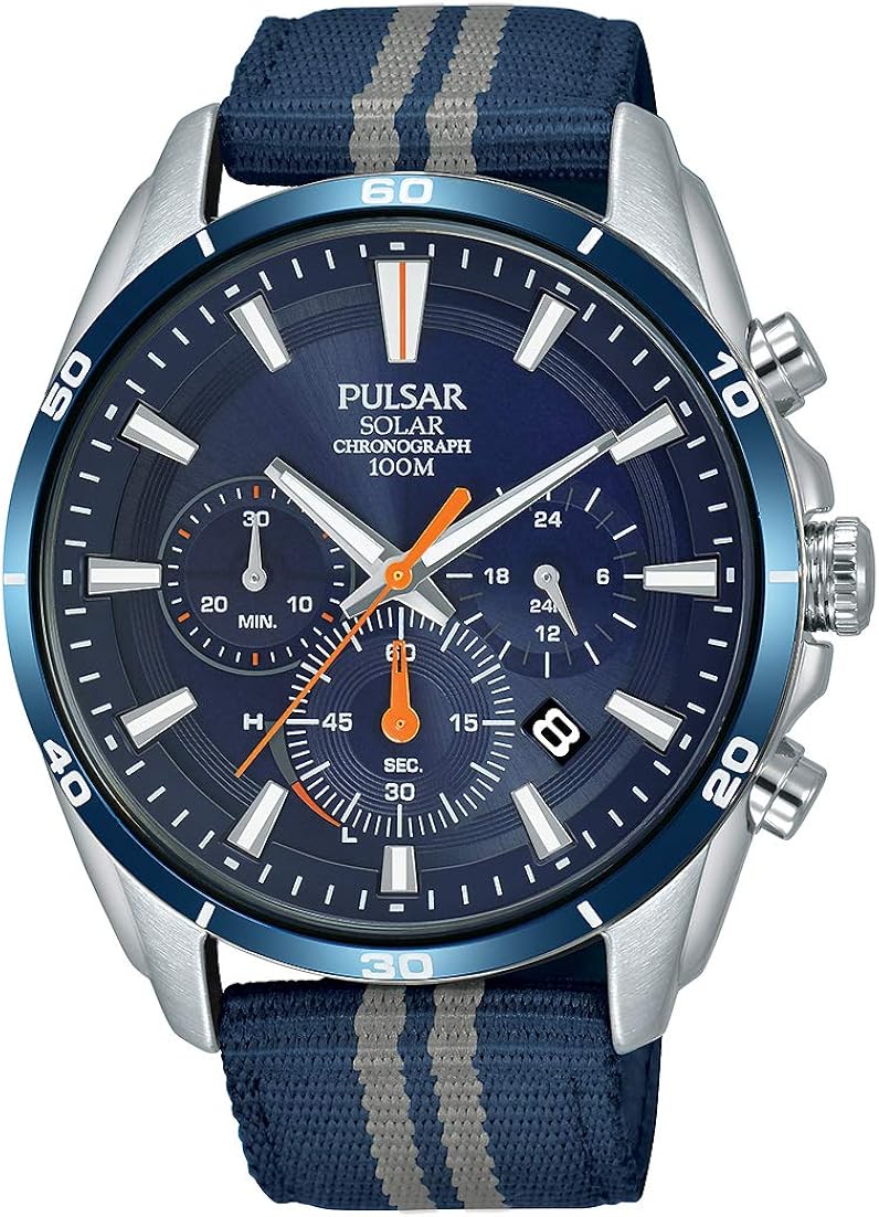 Pulsar Mens Analogue Solar Powered Watch with Nylon Strap PZ5089X1