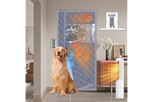 ZEIWEO Magnetic Thermal Insulated Door Curtain Fits Door Size 38" X 82" Blanket Insulation Cover Oxford Cloth Thicken Cotton to Keep House Warm to Soundproof, Side Opening (with Visible Panels)