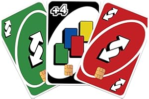 CREATIVE CARD STICKERS 3 Pack Card Stickers, Draw Four Wild Card, Red Reverse Card, Green Reverse Card Credit Card Sticker for Small Chip Card, 3 Pcs, Debit Card Sticker Skin - Waterproof, Matte Vinyl Stickers