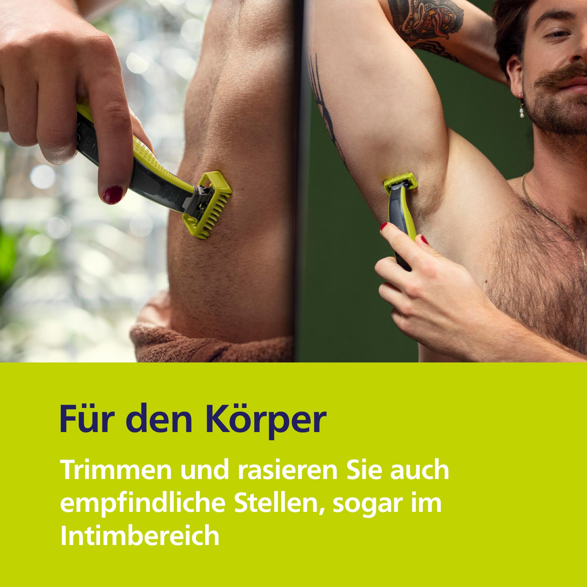 PHILIPS OneBlade 360 Face & Body - elektrischer Rasierer, Trimmer & Bodygroomer, 3x 360 Klingen, 3x Trimmaufsätze (1/3/5 mm), 2x Körperaufsätze, Nass- & Trockenrasur für Gesicht & Körper (QP2824/31) 3