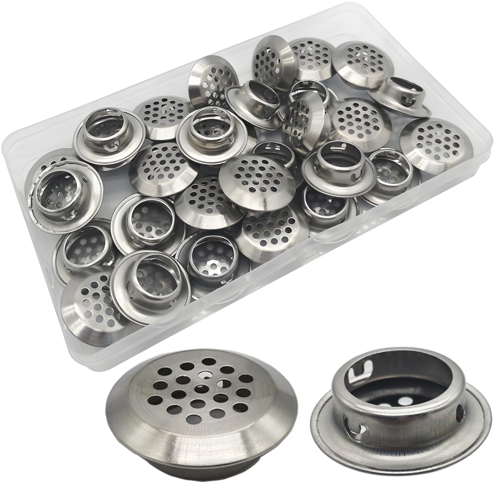 CTRICALVER 30 Pcs Stainless Steel Air Vent Hole Ventilation Louver| Round Shaped, Round Shaped Mesh Hole|19mm Round Ventilation Grille for Kitchen, Bathroom, Cabinet, Wardrobe, or Shoe Cabinet