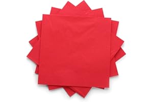 Hugimcnt Red 2 Ply Premium Label Cocktail Beverage Napkin. Pack of 100 Count. Disposable 5 x 5 Cocktail Napkins. Ideal For Holidays Lunch and Dinner. (Red)