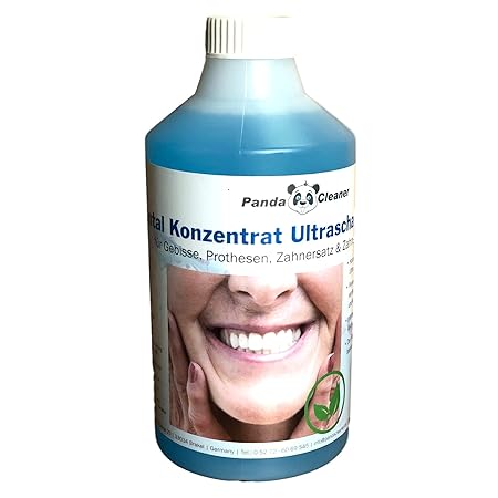 Dental Konzentrat Ultraschallreiniger - Entfernung von Belägen und Verfärbungen - für Gebisse, Prothesen, Zahnersatz & Zahnsp
