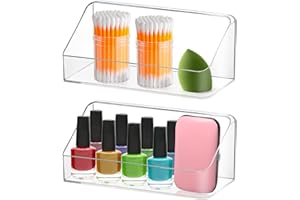 Poeland 2 Pack Medicine Cabinet Shelves Organizer, Wall Mounted Storage Organizer, Clear Storage Box for RV Bathroom, Bedroom
