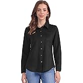 Allegra K Faux Suede Shirt for Women Button Down Long Sleeve Collared Blouse Business Casual Spring Fall Outfits
