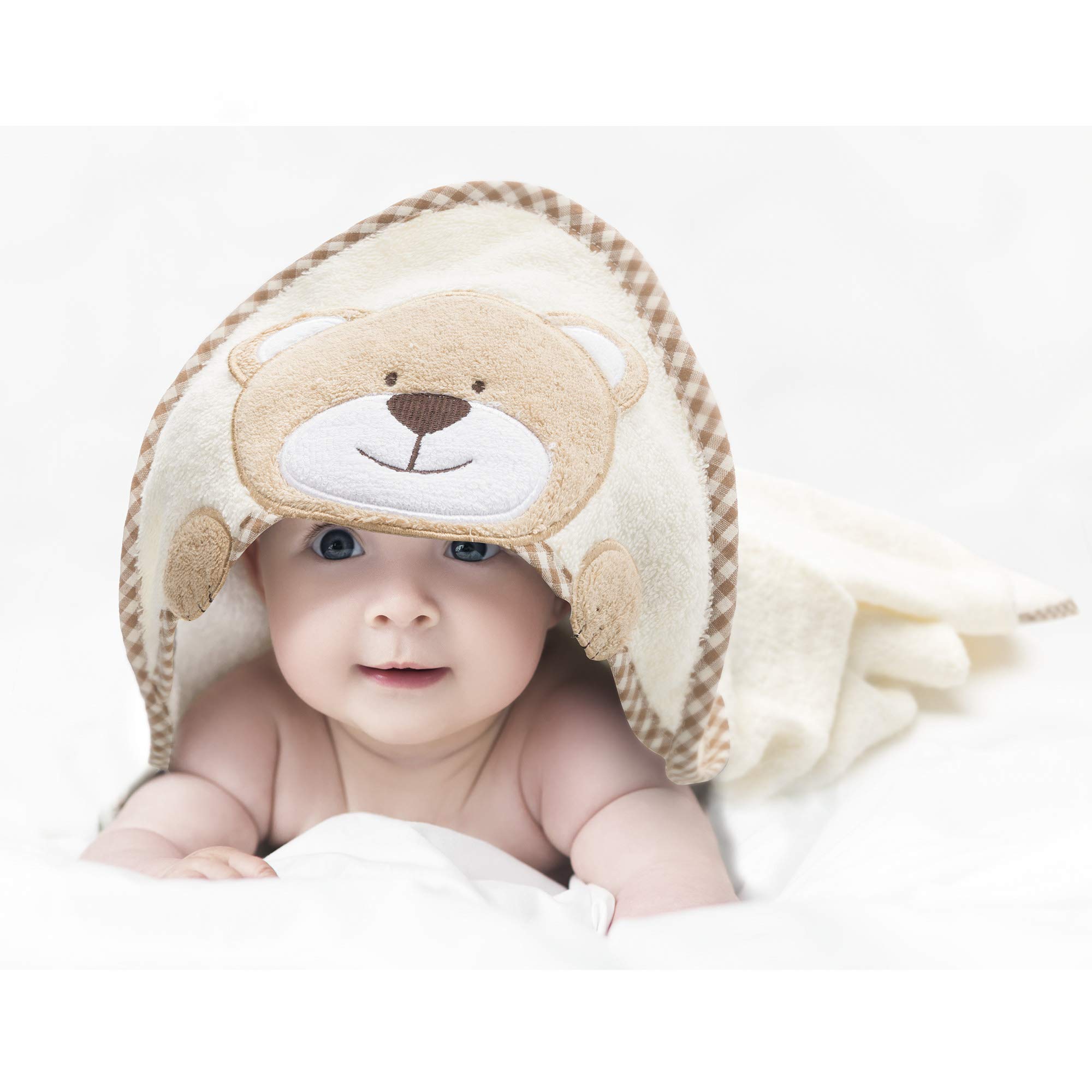 all Kids United Baby hooded towel Hooded towel made of 100% terry cotton - Baby bath towel with hood - Oeko-Tex 100 (Teddy bear)