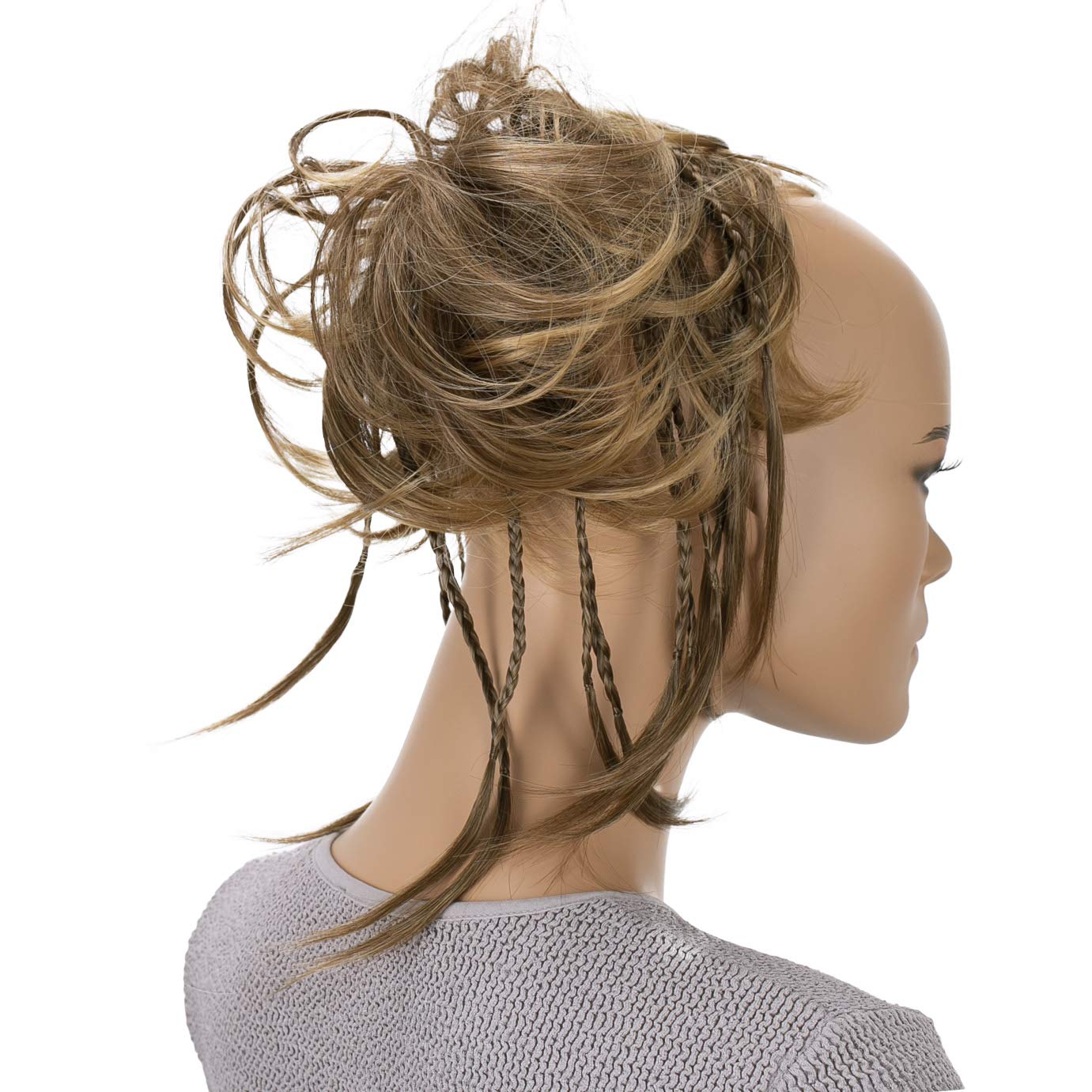 CAISHA XXL Scrunchie Messy Bun Hairpiece Braided Updo Slightly Wavy Voluminous Brown Mix G6D
