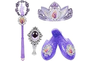 Disney Princess Dress Up Accessory Set Rapunzel Tiara, Shoes, Wand and Comb Set for Little Girls Role Play Time Costume Toys for 3-6 Years