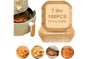 Air Fryer Liners,100Pcs 7.9” Square Air Fryer Parchment Paper Liners for 3 to 8 QT Baskets, Non-Stick & Oil Proof and Food Gr