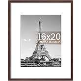 upsimples 16x20 Picture Frame, Display Pictures 11x14 with Mat or 16 x 20 Without, Wall Hanging Poster Frame, Brown, 1 Pack