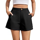 QILORA Shorts for Women Dressy Summer Casual Elastic High Waisted Wide Leg Business Work Shorts Women's Shorts with Pockets
