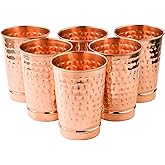 2activelife Hammered Design Pure Copper Tumbler Set of 6 | Drinking Water With Copper Cups | Tumblers For Home, Office, Hotel, Travel and Gifting - Each 11.8 US Fl Oz